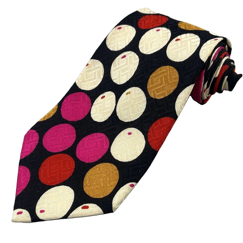 MONDO DI MARCO 100% Silk Tie Necktie ITALY Designer Geometric Dot Spot Pattern